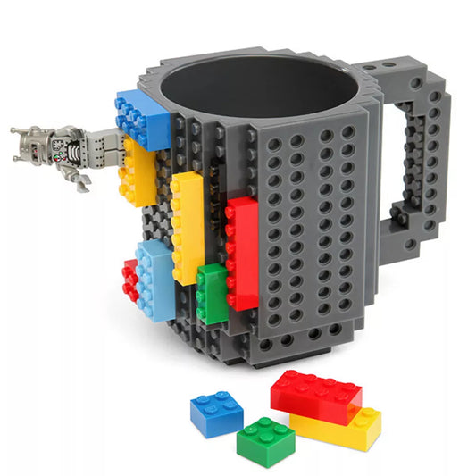 Coffee cup fun building block creative personality assembly DIY mark handy gift water grey blue pink child adlut boy
